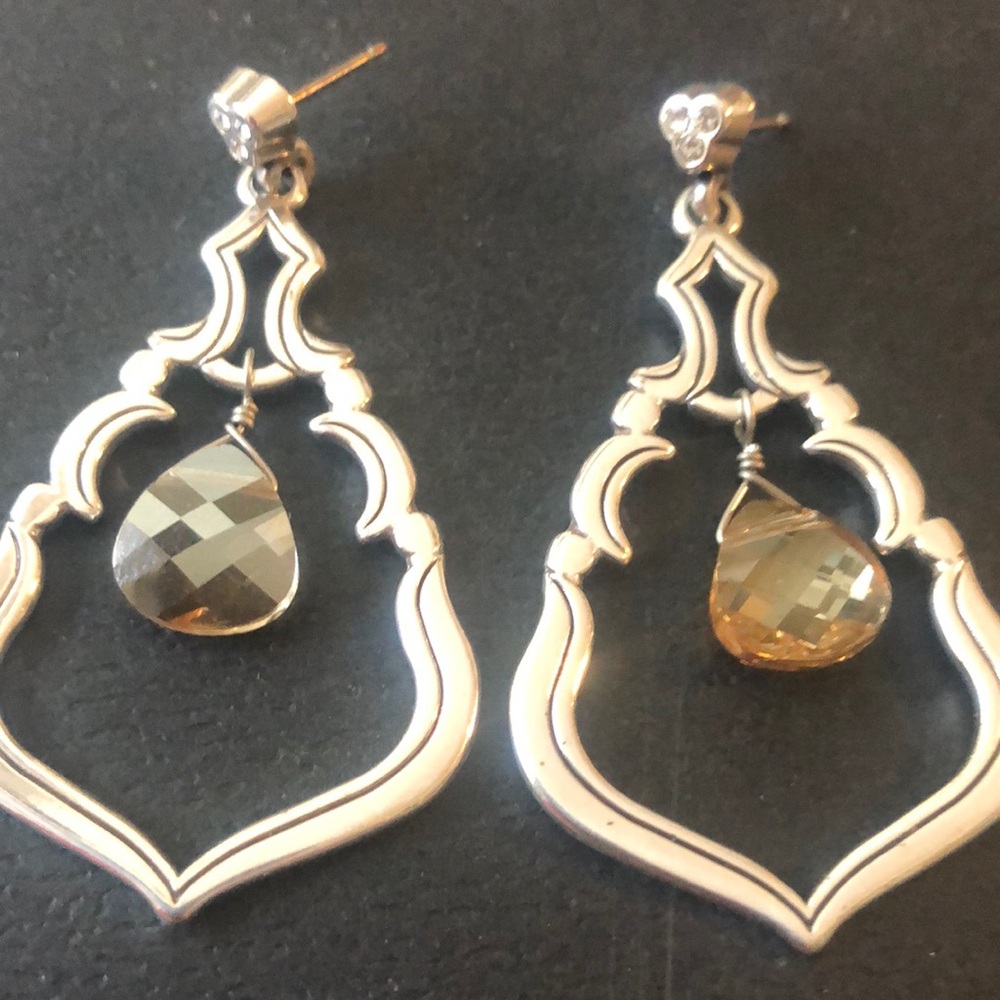 Brighton silver with crystal drop earrings
